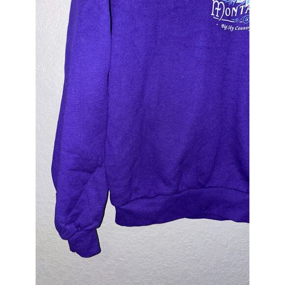 90s Vintage Jerzees Montana Big Sky Country Purple Graphic Sweatshirt VTG 1990s - Picture 7 of 11